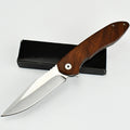 Wooden Handle Self-defense Folding Knife For Portable Outdoor Use