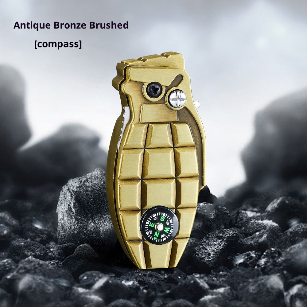 Creative Grenade-shaped Windproof Lighter With Knife