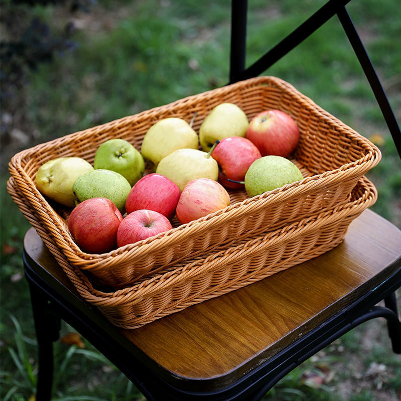 Plastic Handmade Rattan Fruit Basket Vegetable Box