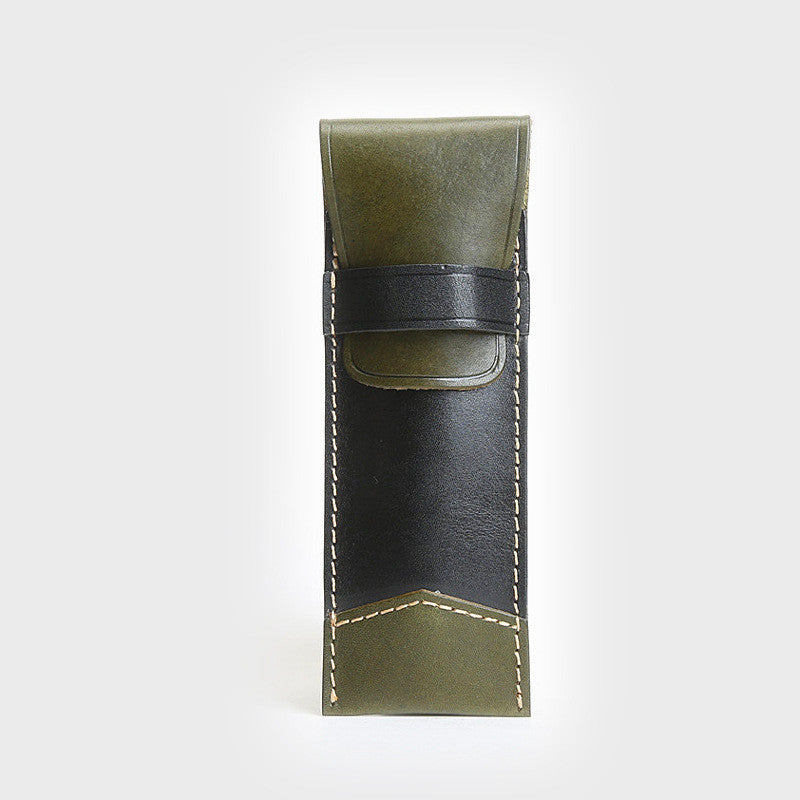 Vintage Handmade Pencil Case Vegetable Tanned Cowhide Simple