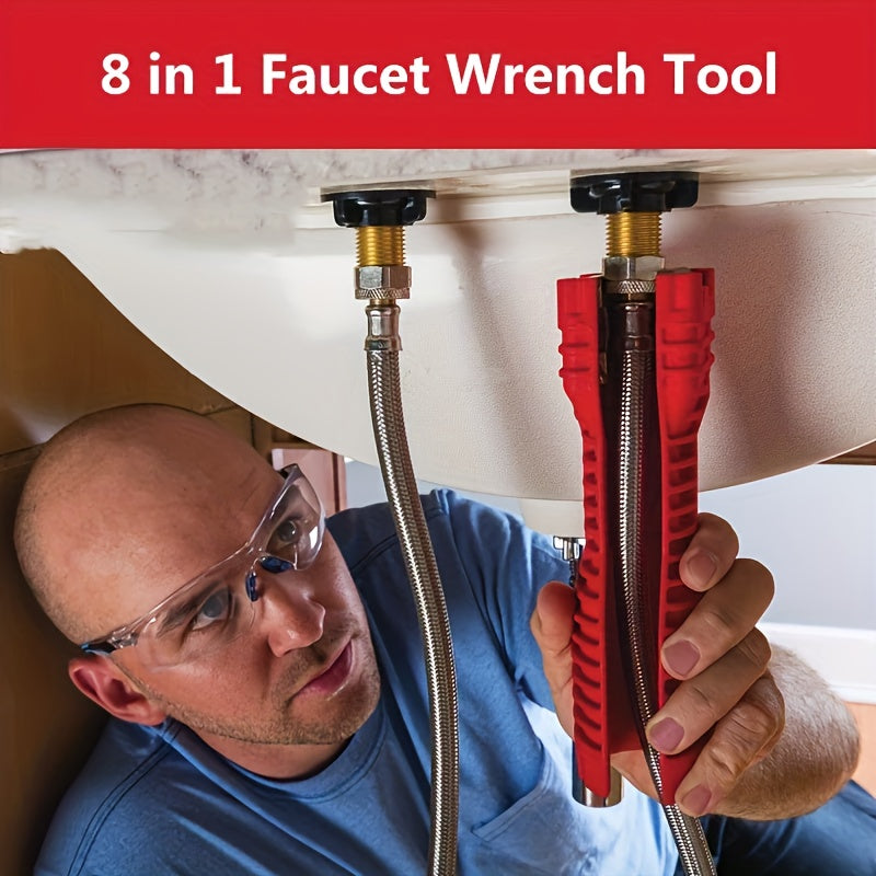 Sink Faucet Installer Tool,14-in-1 Faucet Wrench,Multi-functional Pipe Wrench,Bathroom Plumbing Installation & Repairs Wrench For Small Space Toilet Kitchen Bathroom Toilet Sink.