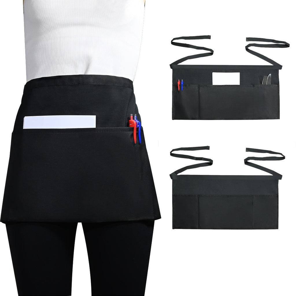 Waiter Apron Black Waterproof And Antifouling Kitchen Work Half-length