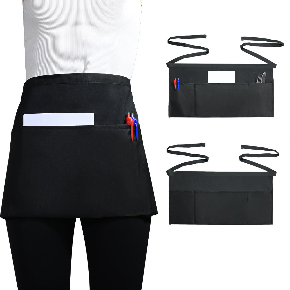 Waiter Apron Black Waterproof And Antifouling Kitchen Work Half-length