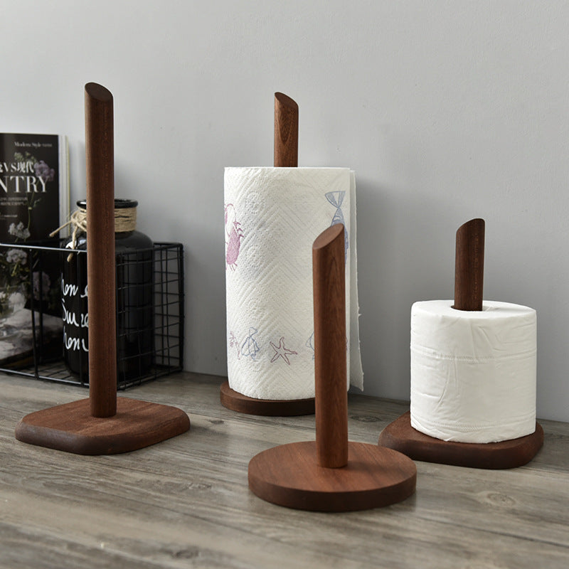 Walnut Solid Wood Roll Paper For Kitchen Uses Storage Rack