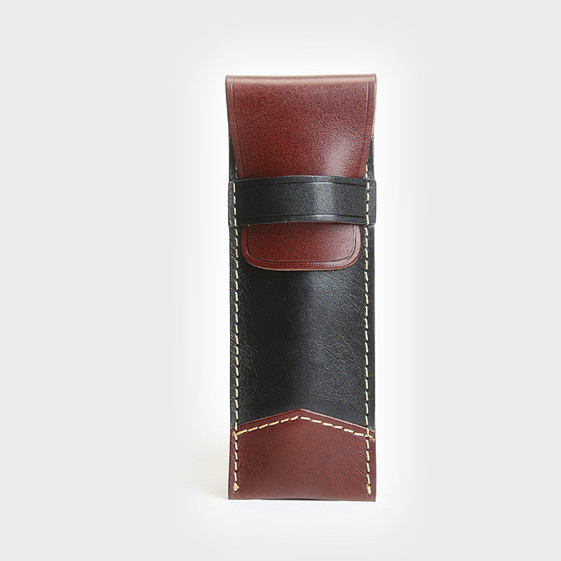 Vintage Handmade Pencil Case Vegetable Tanned Cowhide Simple