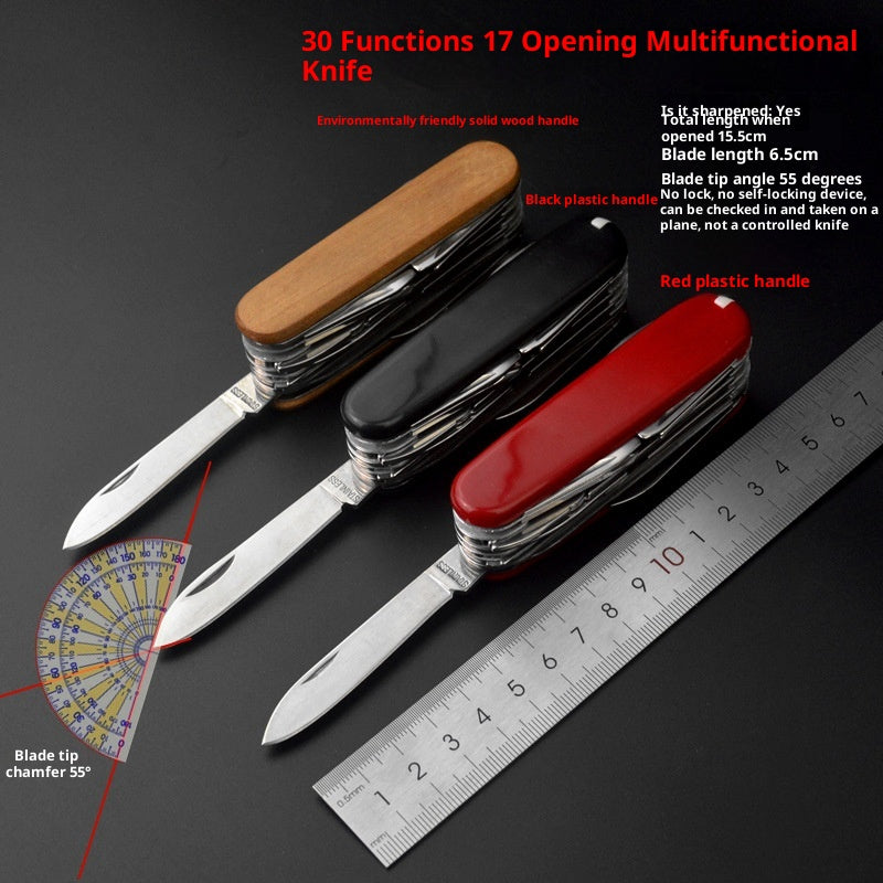 Black Red Stainless Steel Multi-function Knife 17 Parts 30 Function...