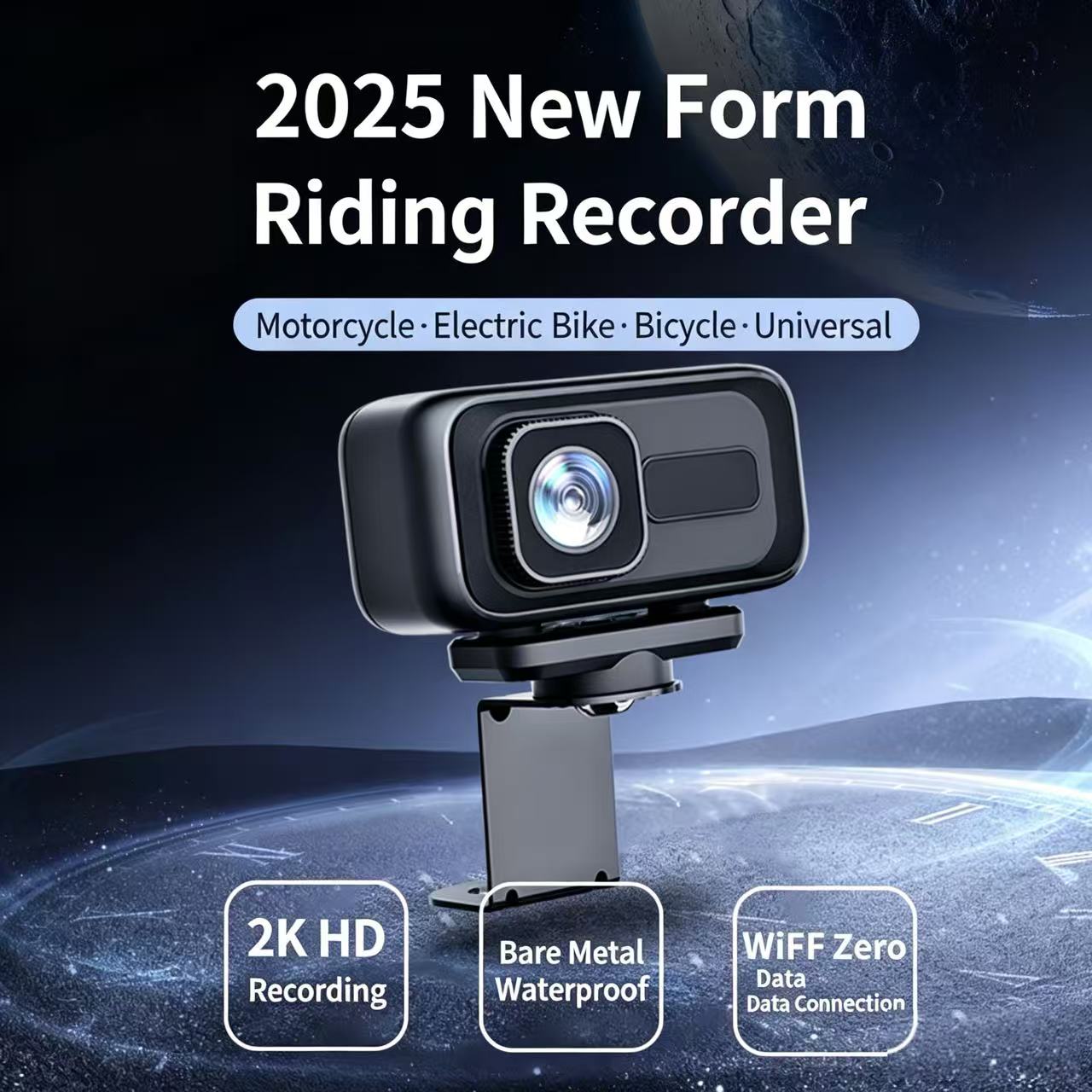 2K Motorcycle Dash Cam Outdoor Riding Waterproof Sports CameraElect...