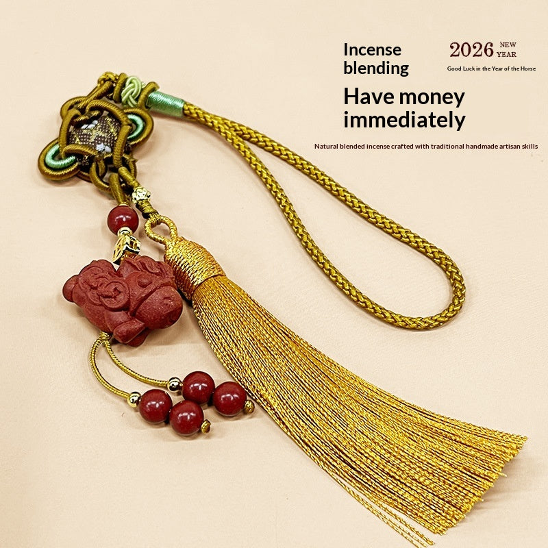 Horse Year Zodiac Incense Charm With Tassel Car Pendant