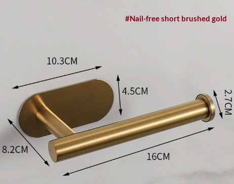 No-drill 304 Stainless Steel Kitchen Paper Towel Holder Wall-mounted Toilet Paper Holder Multifunctional Bathroom Shelf