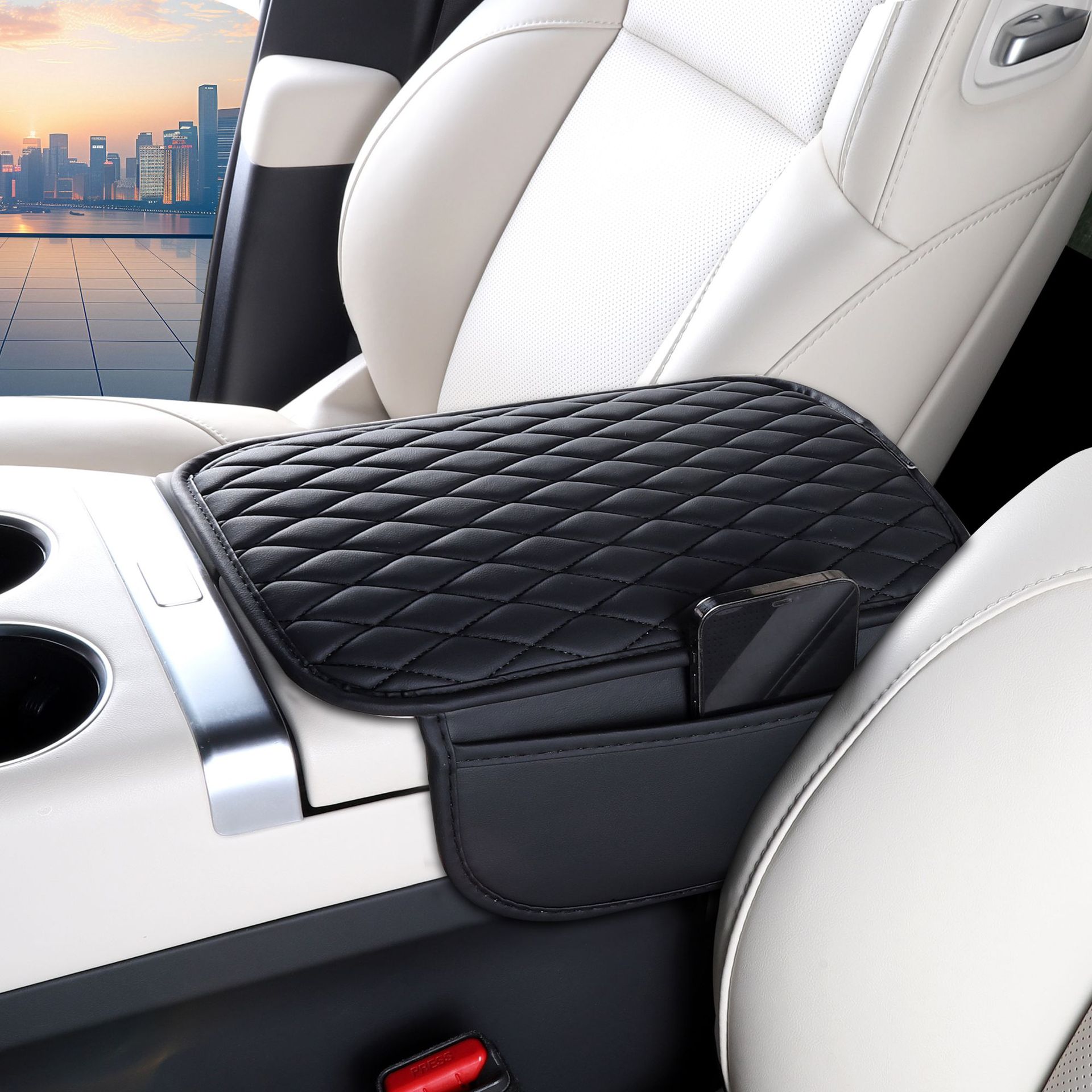 Car Center Console Armrest Pad WaterproofStorage Compartment