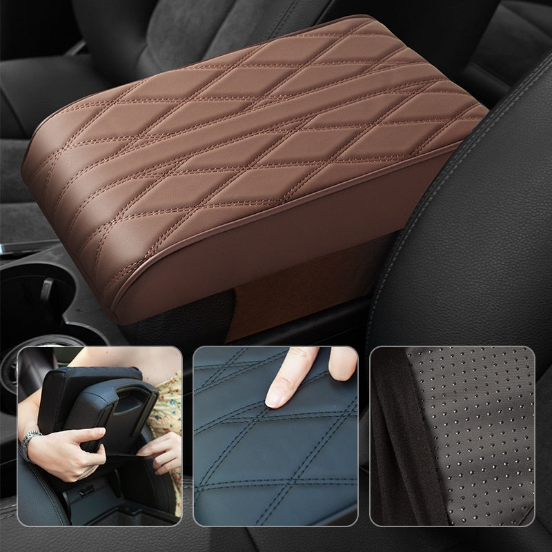 Car Memory Foam Armrest Box Pad Riser Creative Leather Widened & Th...