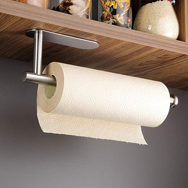 No-drill 304 Stainless Steel Kitchen Paper Towel Holder Wall-mounted Toilet Paper Holder Multifunctional Bathroom Shelf