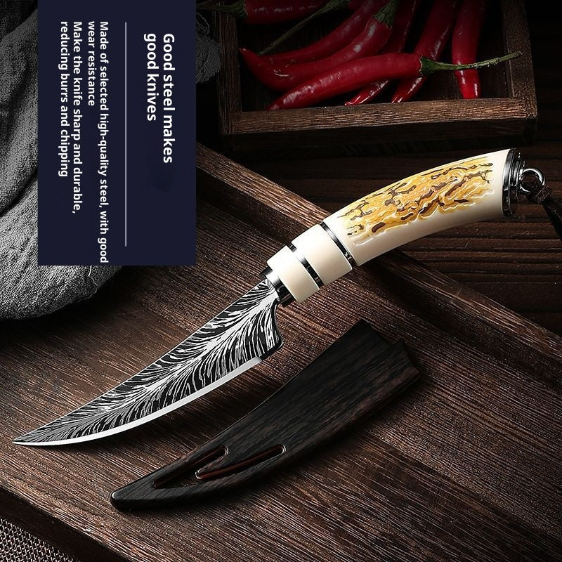 Mongolia Sharp Damascus Pattern Fruit Knife