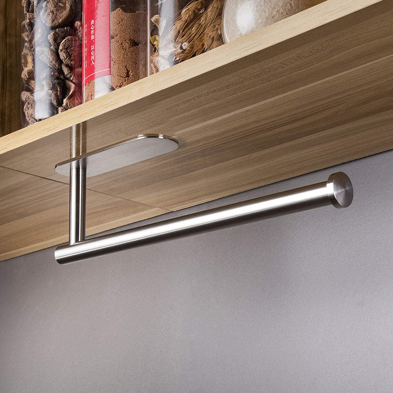 No-drill 304 Stainless Steel Kitchen Paper Towel Holder Wall-mounted Toilet Paper Holder Multifunctional Bathroom Shelf
