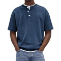 Summer New Mens Knitted T-shirt With Corduroy Short Sleeves