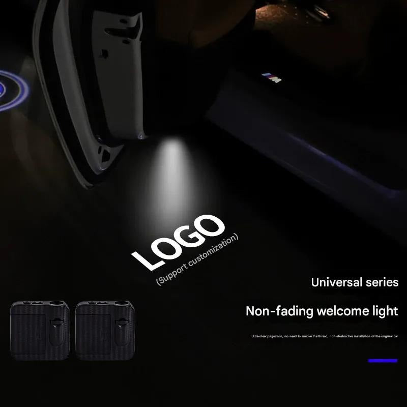 Car Welcome Light Wireless Carbon Fiber Pattern Infrared Door Senso...
