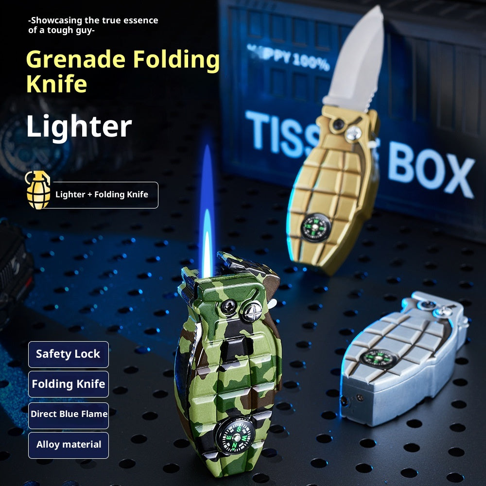 Creative Grenade-shaped Windproof Lighter With Knife