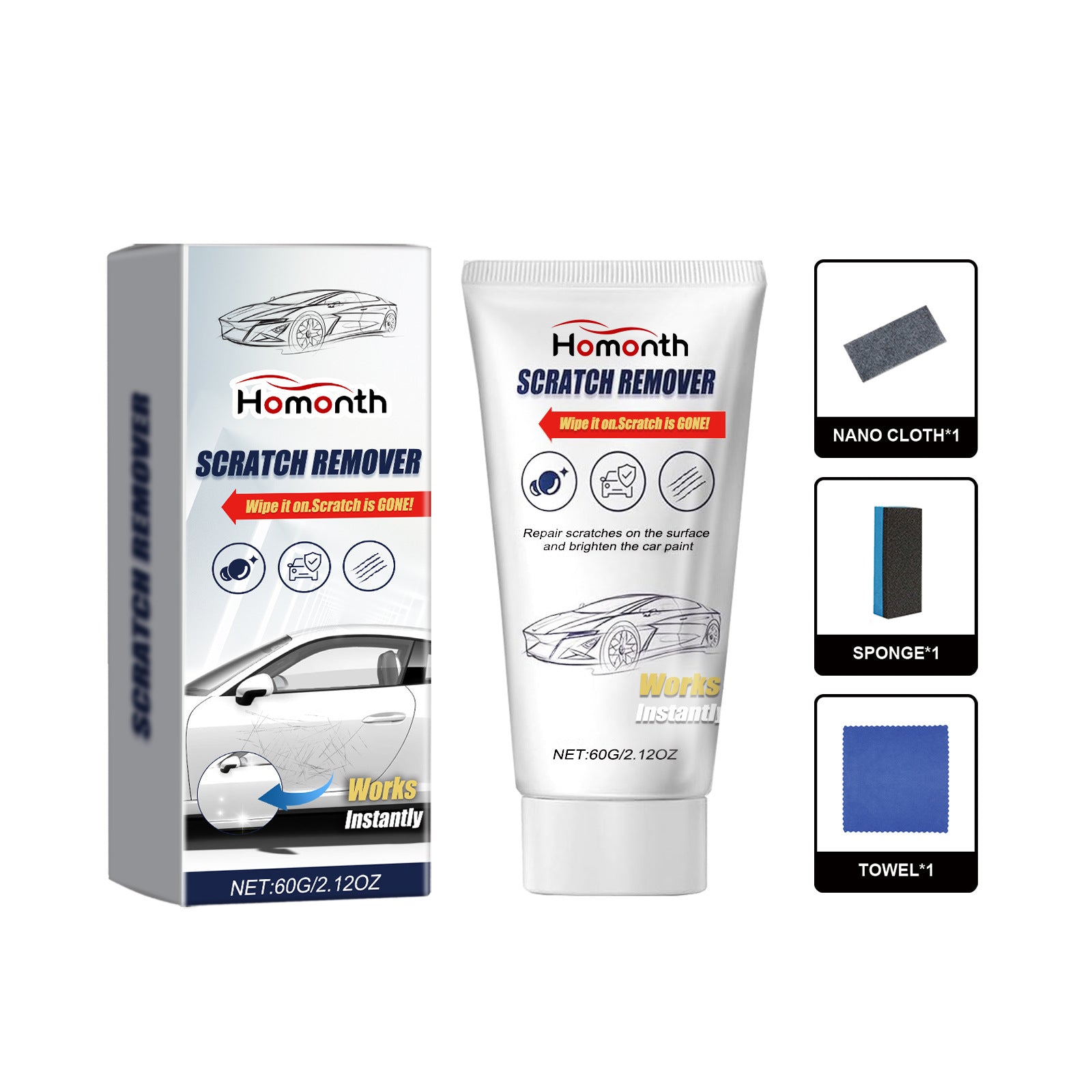 Car Scratch Repair Kit -Cleaning Cloth, Easily Removes Scratches & ...